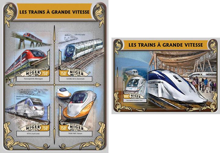 High-speed Trains TGV Railways Transport Niger MNH stamp set