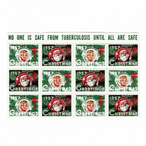 USA 1957 Block Perforated Christmas Seal Stamp United States Tuberculosis