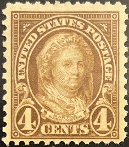 Scott #636 1927 4¢ M. Washington rotary perf. 11 x 10.5 unused disturbed gum