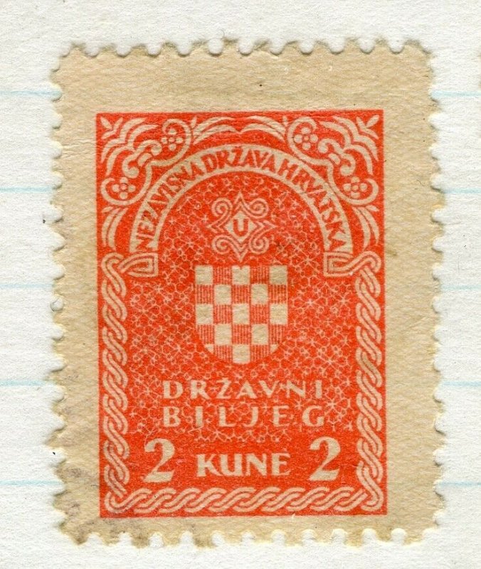 CROATIA; 1940s early classic Revenue/Fiscal issue fine used 2k. value 