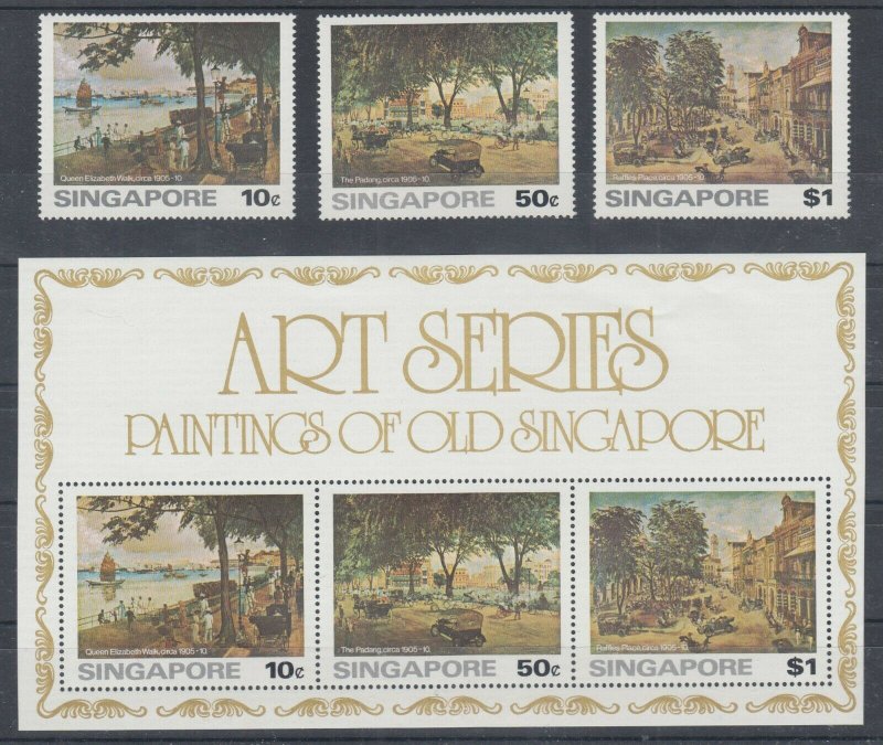 Singapore Sc 254-256a MNH. 1976 Paintings of old Singapore, complete set, VF