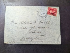 1912 USA Cover US PO in China Cover Shanghai to Spokane WA