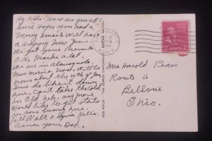 D)1949, U.S.A, POSTCARD CURCULATED IN U.S.A, WITH PRESIDENT STAMP, JOHN ADAMS,