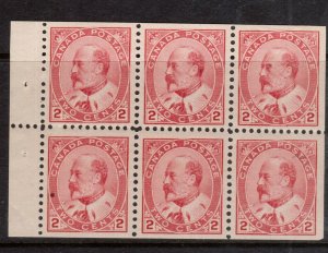 Canada #90b Very Fine Never Hinged Booklet Pane Natural Inclusion In LL Stamp