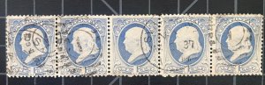 US Stamps- SC# 145 - Used - Strip Of 5 - SCV =   $100.00