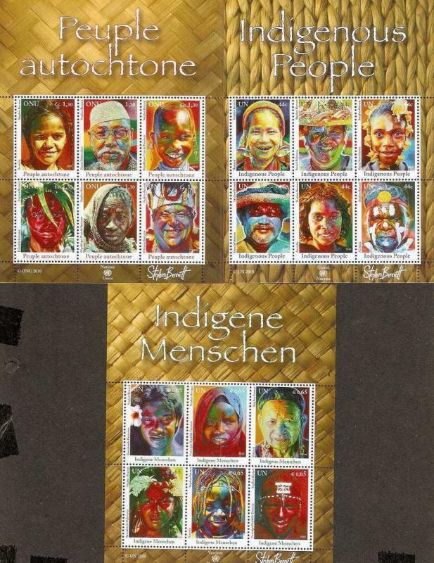 United Nation 2010 Indigenous People autochtone Menschen Art Paintings 3 Shee...