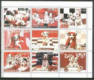 Turkmenistan 1999 Dogs sheetlet containing complete set o...