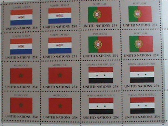 ​UNITED NATION-1989 SC#558-61 U. N. FLAGS SERIES MNH FULL SHEET- VERY FINE