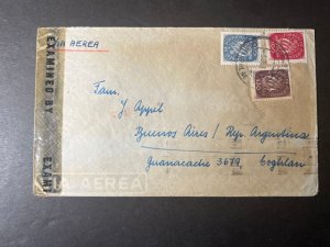 1944 Portugal Airmail Cover Curia Palace Lisbon Hotel to Buenos Aires Argentina