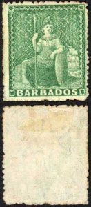 Barbados SG43 (1/2d) Green Wmk Star Rough Perf 14-16 Mint NO GUM Cat 180 pounds