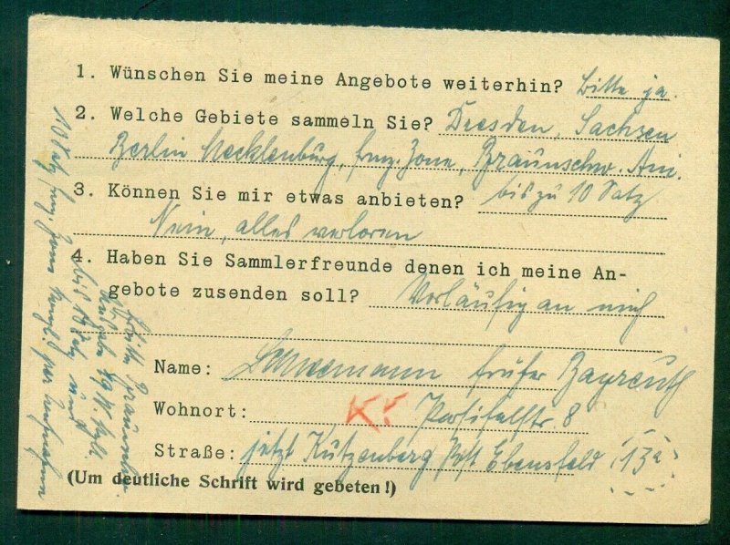 GERMANY 1946, 15pf single franking on postal card, VF, Mi400mk