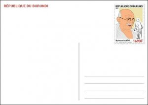 BURUNDI 2021 RED SET OF 5 STATIONARY CARDS - JOINT ISSUE - MAHATMA GANDHI - RARE-