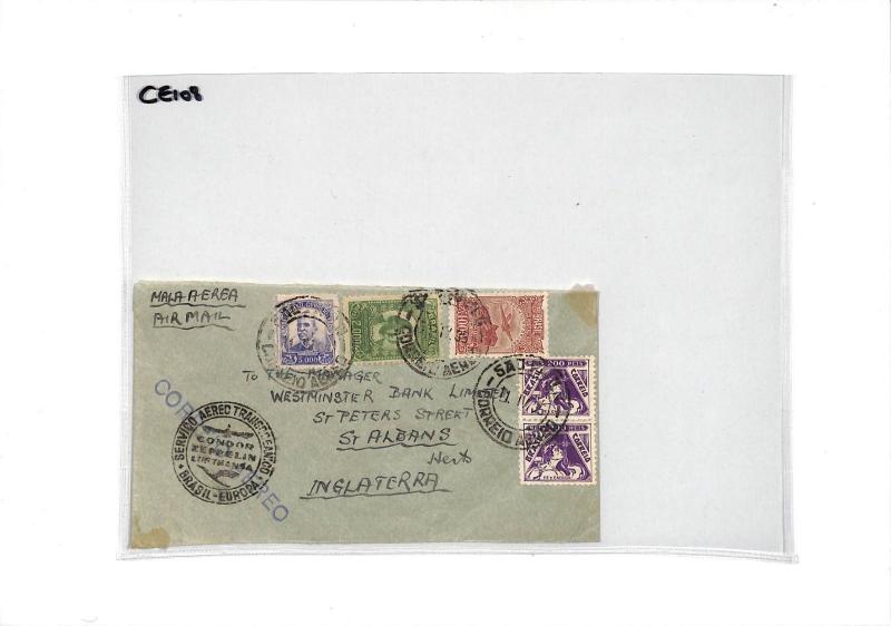 BRAZIL Transatlantic CONDOR ZEPPELIN Cachet Aviation 1935 Cover St Albans CE108