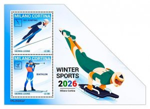 SIERRA LEONE - 2025 - Winter Olympics - Perf 2v Sheet - Mint Never Hinged