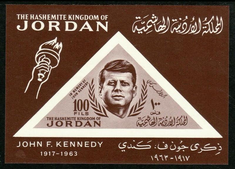 1964 Jordan JFK John F. Kennedy S/S souvenir sheet MNH Sc# 462a