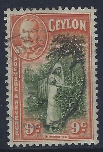 Ceylon, Scott #267; 9c King George V, Used