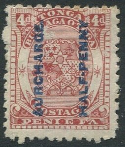 Tonga 1894 SG21 ½d on 4d chestnut Coat of Arms #1 MNG