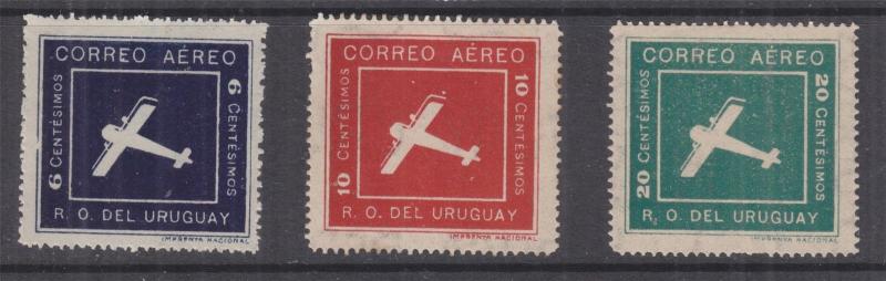 URUGUAY, 1924 Air set of 3, lhm.