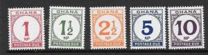 GHANA SGD27/31 1970 POSTAGE DUES MNH