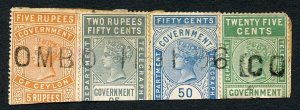 Ceylon Telegraph FOUR COLOUR FRANKING on piece