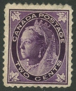CANADA Sc#68 1897 2c Purple ‘Maple Leaf’ Part OG Mint Hinged with Small Faults