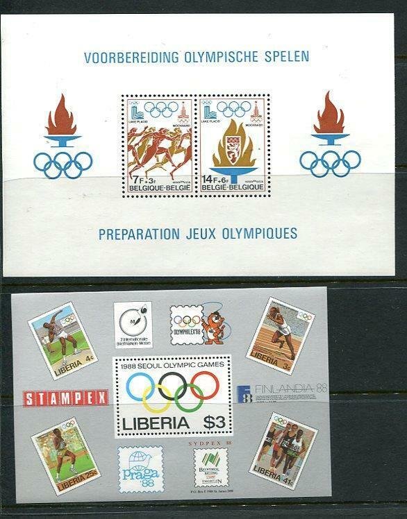 Olympics Games  4 Souvenir Sheets Belgium  Liberia MNH 7655