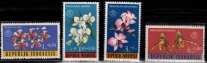 Indonesia Scott B146-B149 MNH** 1962 semi-postal Orchidt set