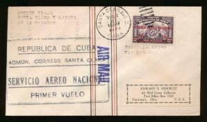 CUBA (US) 1930 FIRST FLIGHT COVER OCT 31,1930 SANTA CLARA - HABANA