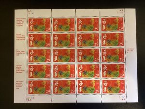 1992 29c Year of the Rooster Happy New Year Sheet of 20 Scott #2720 MNH VF