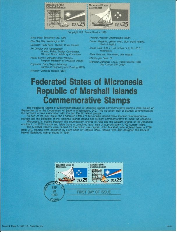 US SP921 Micronesia and Marshall Islands Souvenir Page #2507a