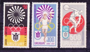 URUGUAY SC#C382-384 MNH STAMPS Munich 1972 Olympic Games discobolus sculpture 