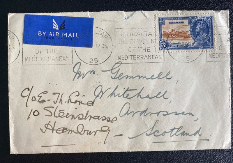1935 Gibraltar First Airmail Acceptance Cover To Hamburg Germany