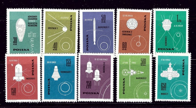 Poland 1178-87 MNH 1963 Conquest of Space
