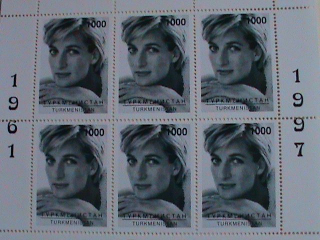 TURKMENISTAN  STAMP: 1997- PRINCE DIANA RARE BLACK & WHITE PHOTOS-MINT NH S/S