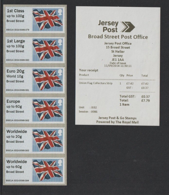 Jersey 2014 - Post & Go - Union Flag with Broad Street o/p  B9JE14 JE02