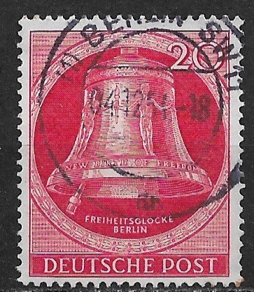 1951 Berlin 9N72 20pf Freedom Bell used SCV$19.00