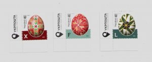 2023 Ukraine Pysanka stamps Easter eggs Tenth issue of standards 3 stamps MNH