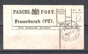 GB Scotland KEVII PARCEL POST LABEL *FRASERBURGH* CDS Aberdeenshire 1903 SS2173