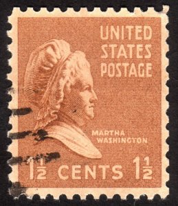 1938, US 1 1/2c, Martha Washington, Used, Sc 805