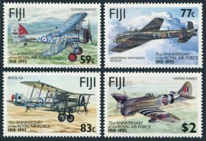 Fiji 687-690,691 sheet,MNH.Michel 682-685,Bl.10. Royal Air Force,75th Ann.1993.