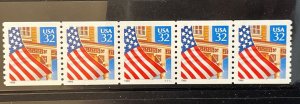 US PNC5 32c Flag Over Porch Stamp Sc# 2914 Plate S11111 MNH w/ Control Number