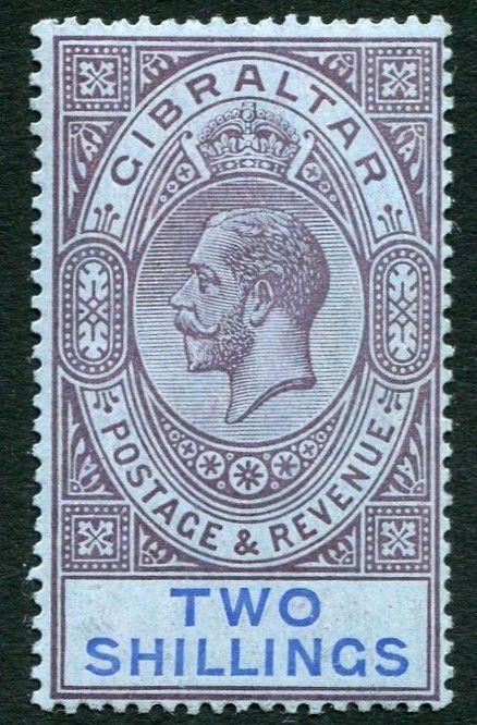 GIBRALTAR-1912-24  2/- Dull Purple & Blue/Blue Sg 82 LIGHTLY MOUNTED MINT V20414