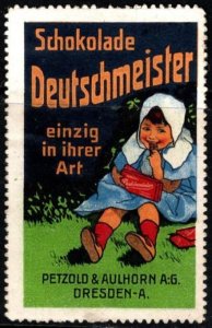 Vintage Germany Poster Stamp Deutschmeister Chocolate Unused