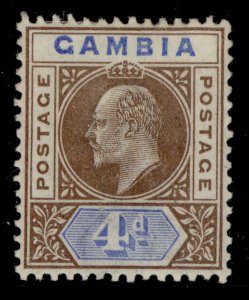 GAMBIA EDVII SG50, 4d brown and ultramarine, LH MINT.