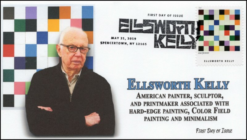 19-131, 2019, Ellsworth Kelly, Pictorial Postmark, FDC, Artist, Spencertown NY