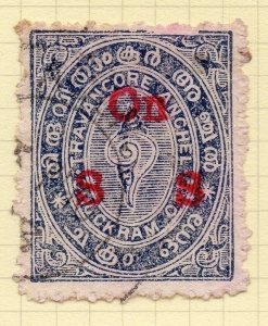 Indian States Travancore 1911-26 Early Issue Fine Used 1ch. Optd 205331