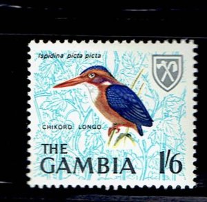 GAMBIA SCOTT#223 1966 1'6s AFRICAN PYGMY KINGFISHER - MNH