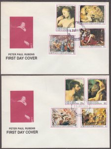 GRENADA GRENADINES Sc #1226-35 SET of 4 FDC all BIBLICAL PAINTINGS