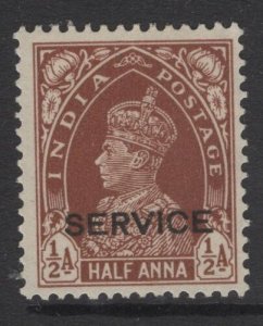 INDIA SGO132 1938 ½a RED-BROWN MTD MINT 