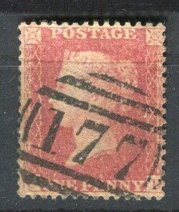 BRITAIN; 1850s early classic QV Penny Red issue fine used POSTMARK value